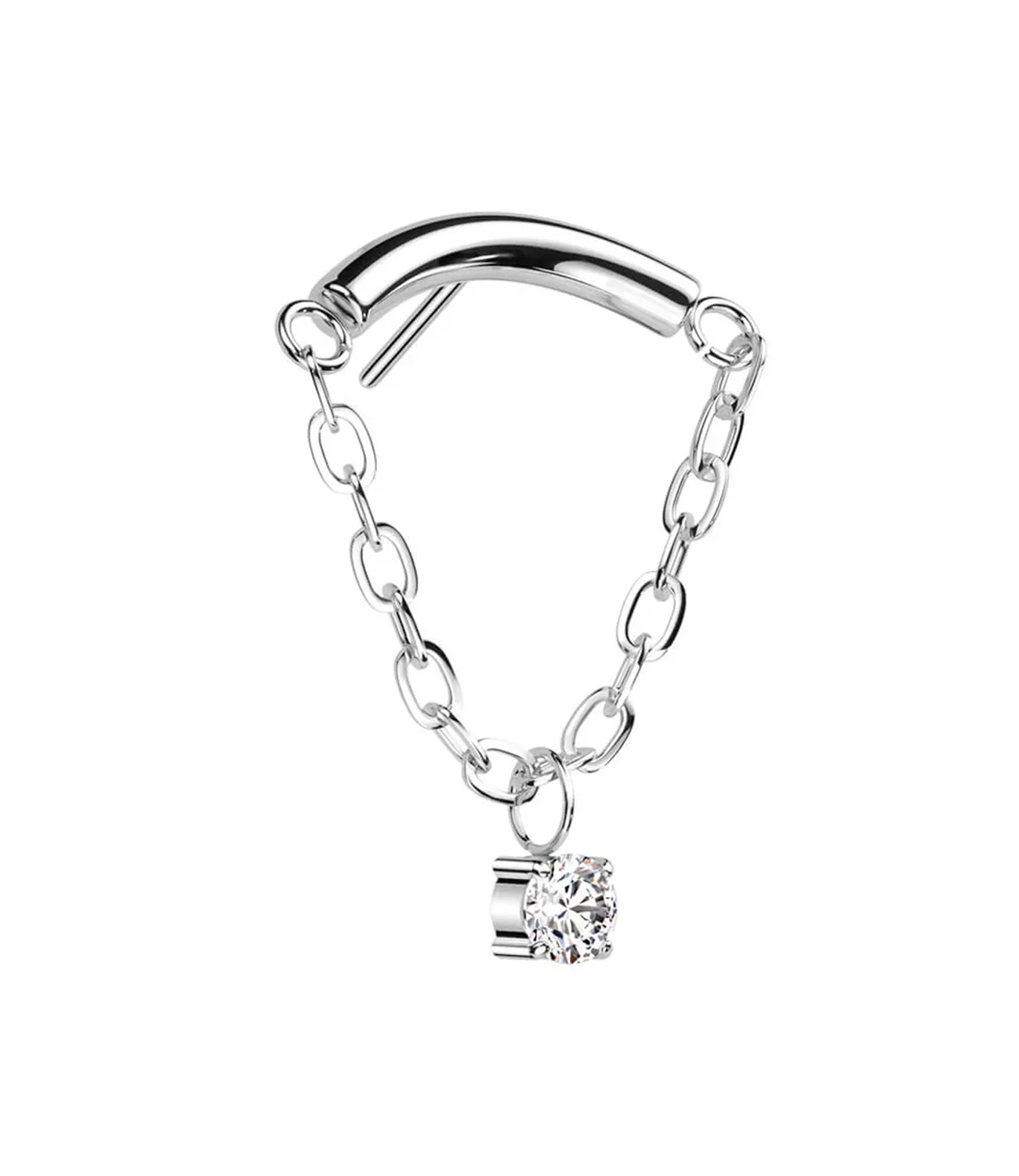 Curved Bar with CZ Chain - Image 2
